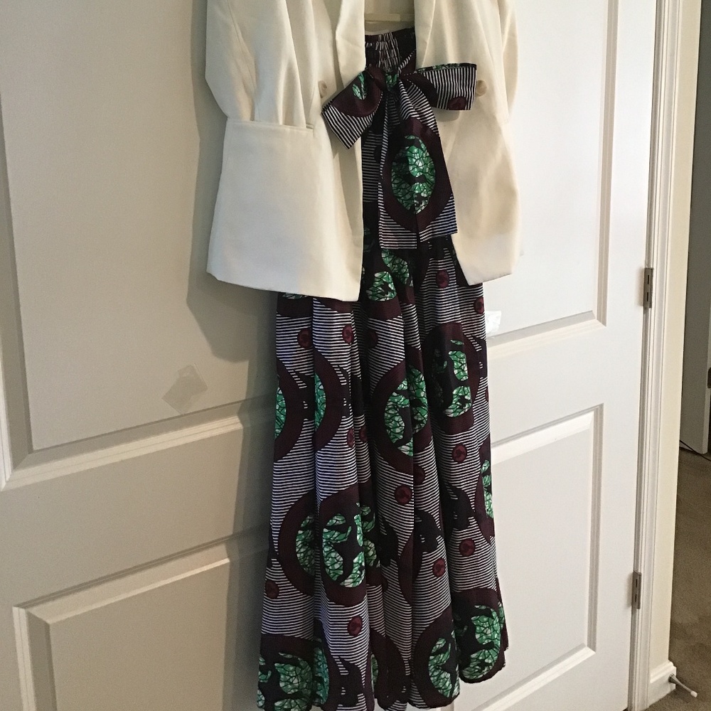Multi print wide-legged split skirt with pockets - Size OS